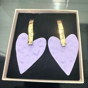 New Chic Gold and Purple Heart Earrings